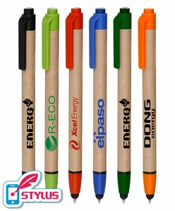 Eco-Friendly Click Pen with Stylus Tip - Recycled Paper