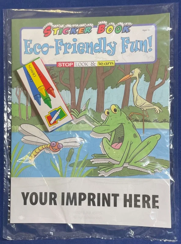 Eco-Friendly Fun Sticker Book & Crayon Set (Ages 3+) - Environmental Education with Full-Color Stickers