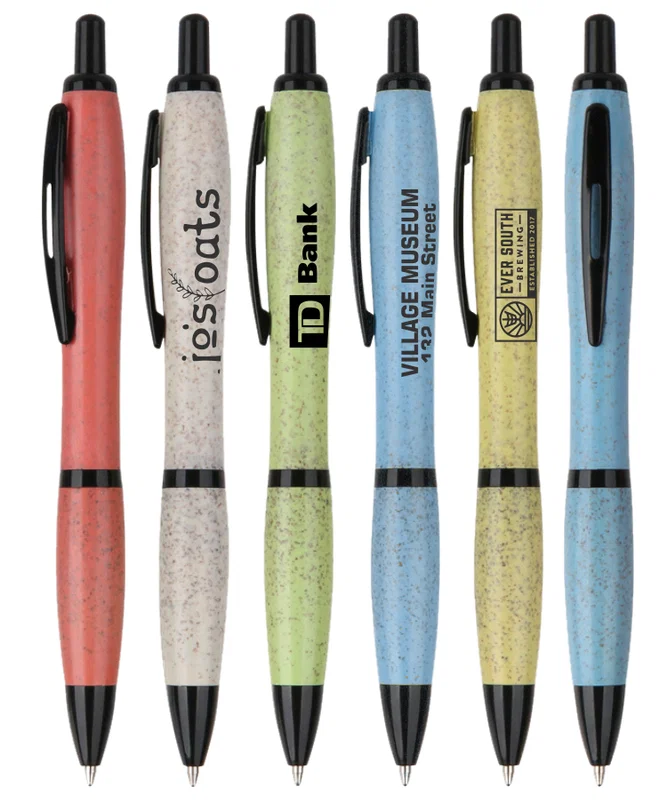 Eco-Friendly Wheat Straw Click Pen with Metal Clip — view 1