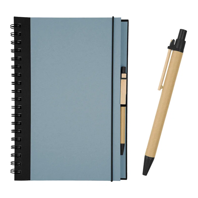Low angle emphasizing the height of the spiral notebook