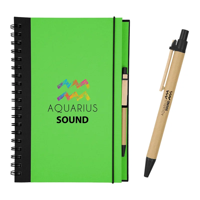 Opposite side of the spiral notebook presented flat