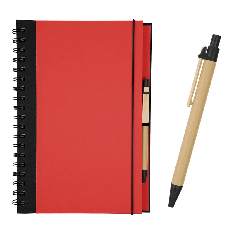 Upper portion of the spiral notebook shown in detail