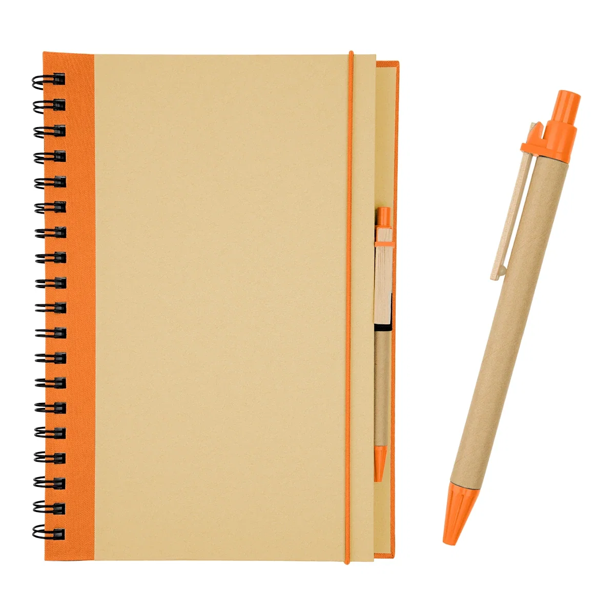 Overhead view of the spiral notebook laid on a flat surface