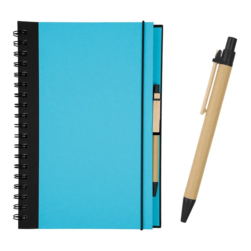 Elevated angle looking across the spiral notebook