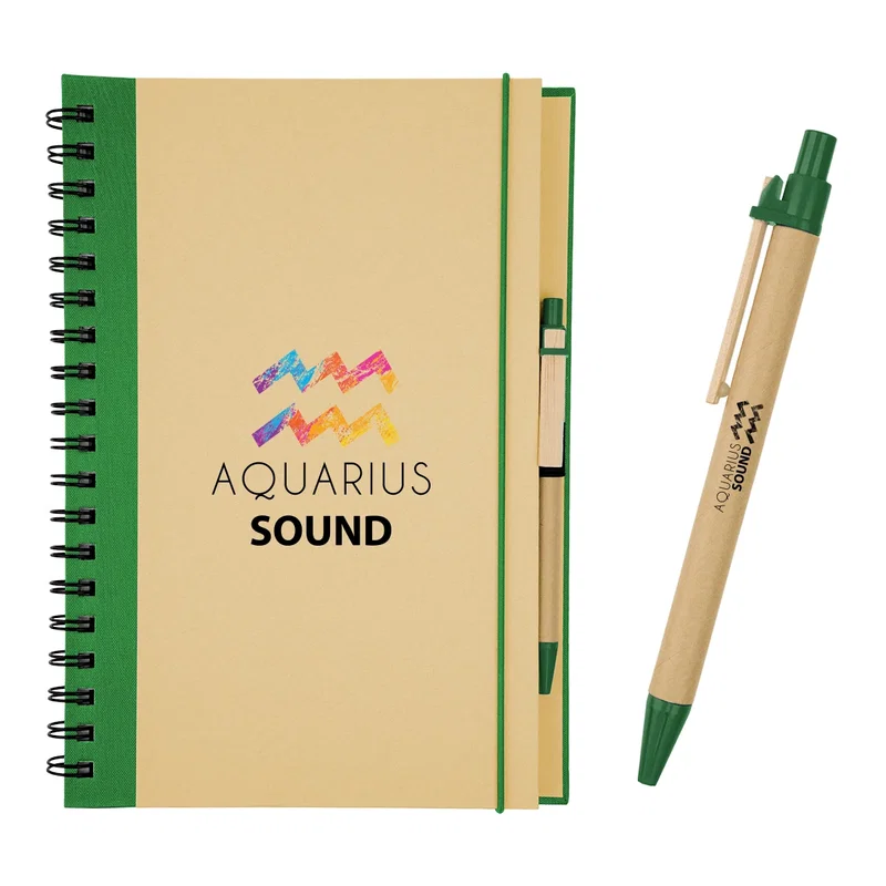 Straight-on framing of the spiral notebook for scale