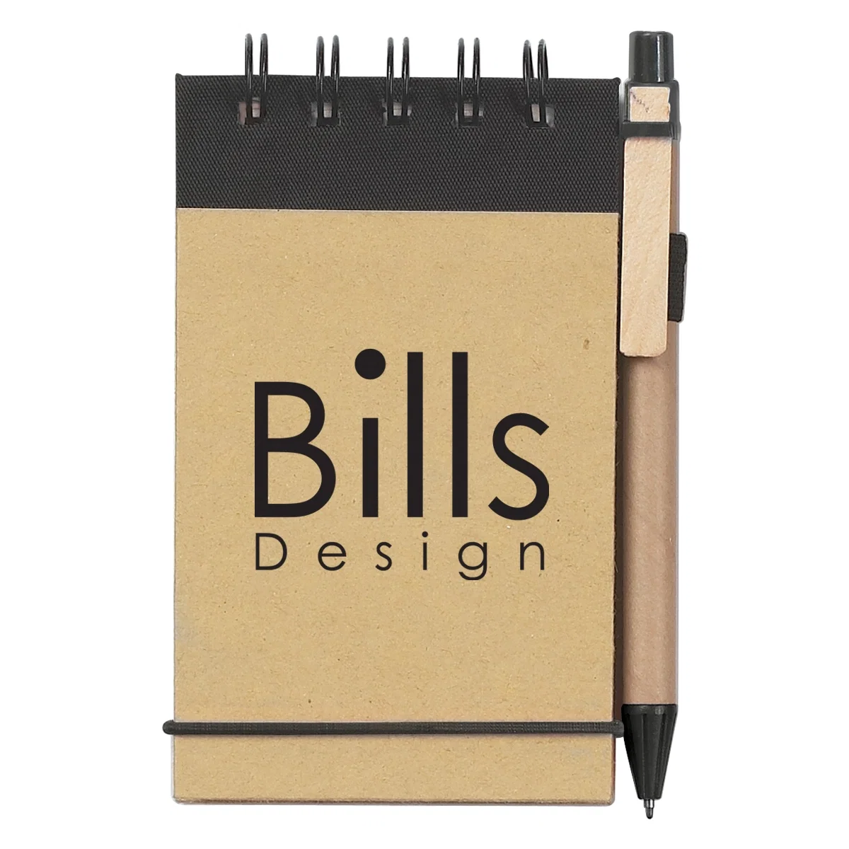 Pen tucked into the coil binding along the top