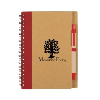 Spiral notebook and pen set with sixty pages inside