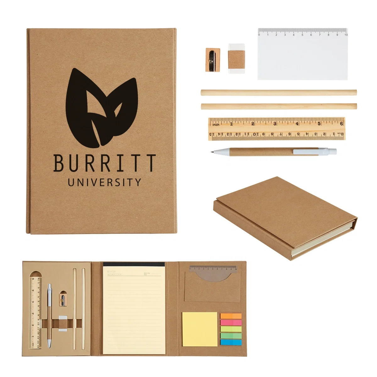 Tri fold stationery set with a natural finish cover