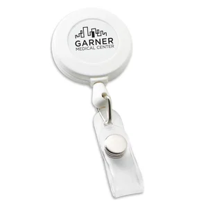Economy Round Badge Holder, 1 1/4" x 3 1/4" x 5/8" Plastic, 1-Color Imprint