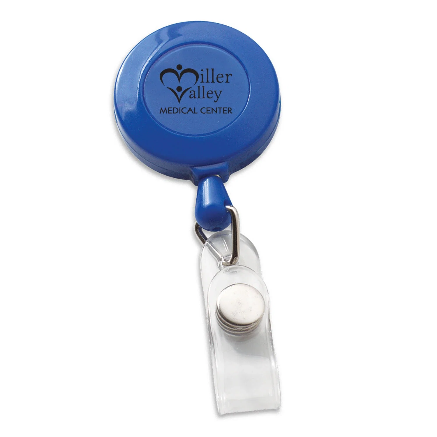 Economy Round Retractable Badge Holder — Blue — view 3