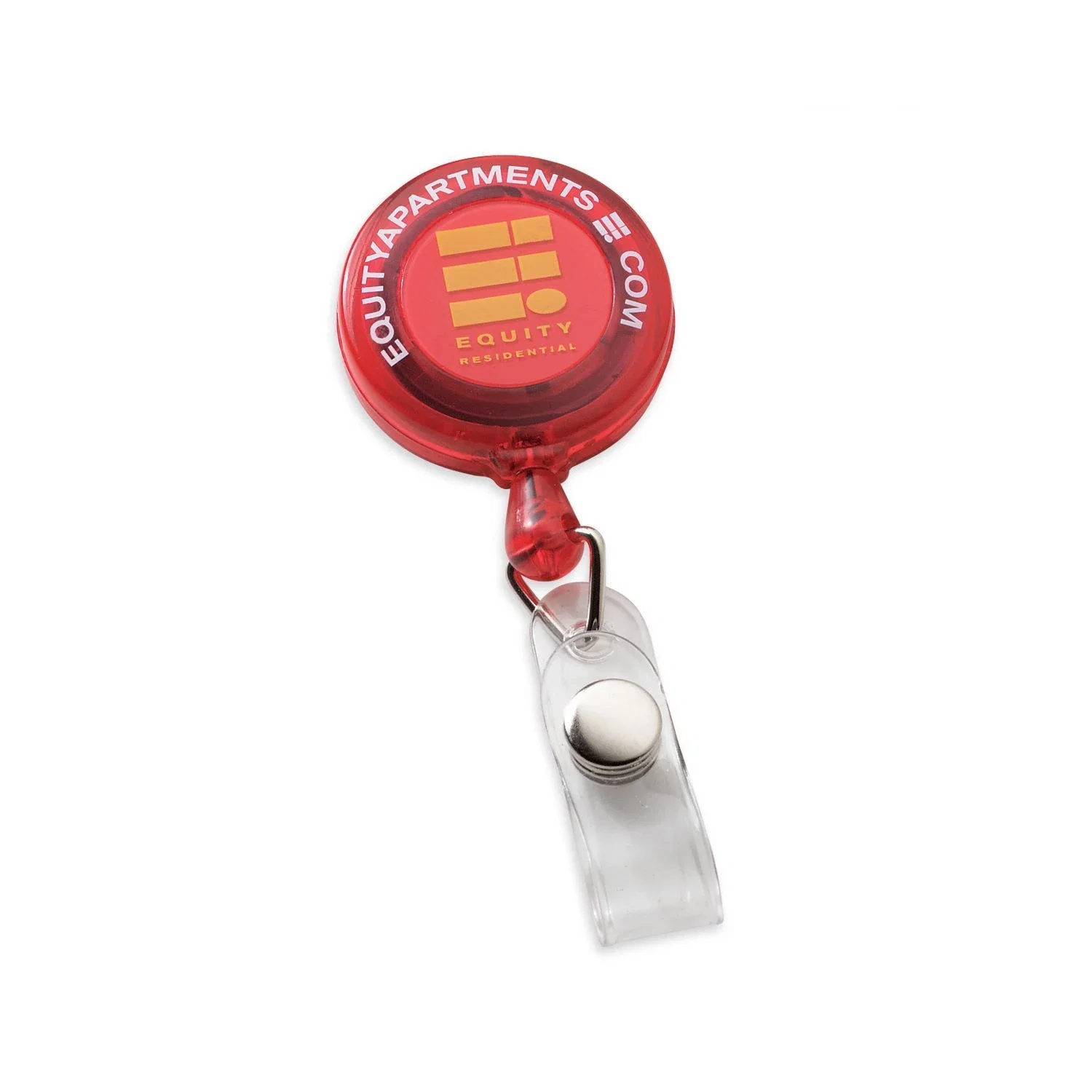 Economy Round Retractable Badge Holder — Red — view 4