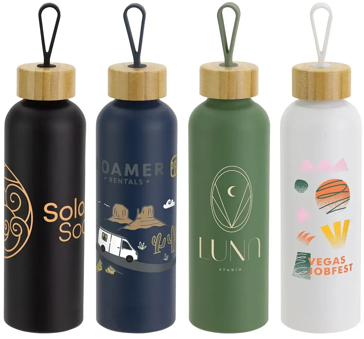EcoWave 24 oz Recycled Aluminum Bottle, branded water bottle with logo, front view