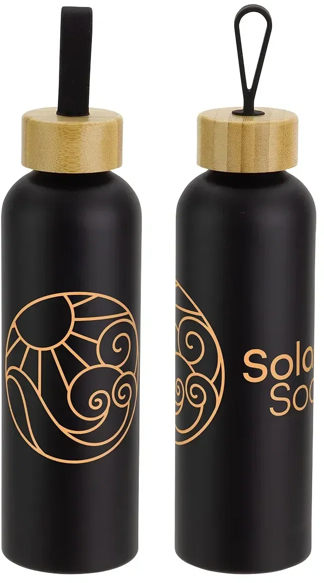 Custom EcoWave recycled aluminum water bottle, side profile