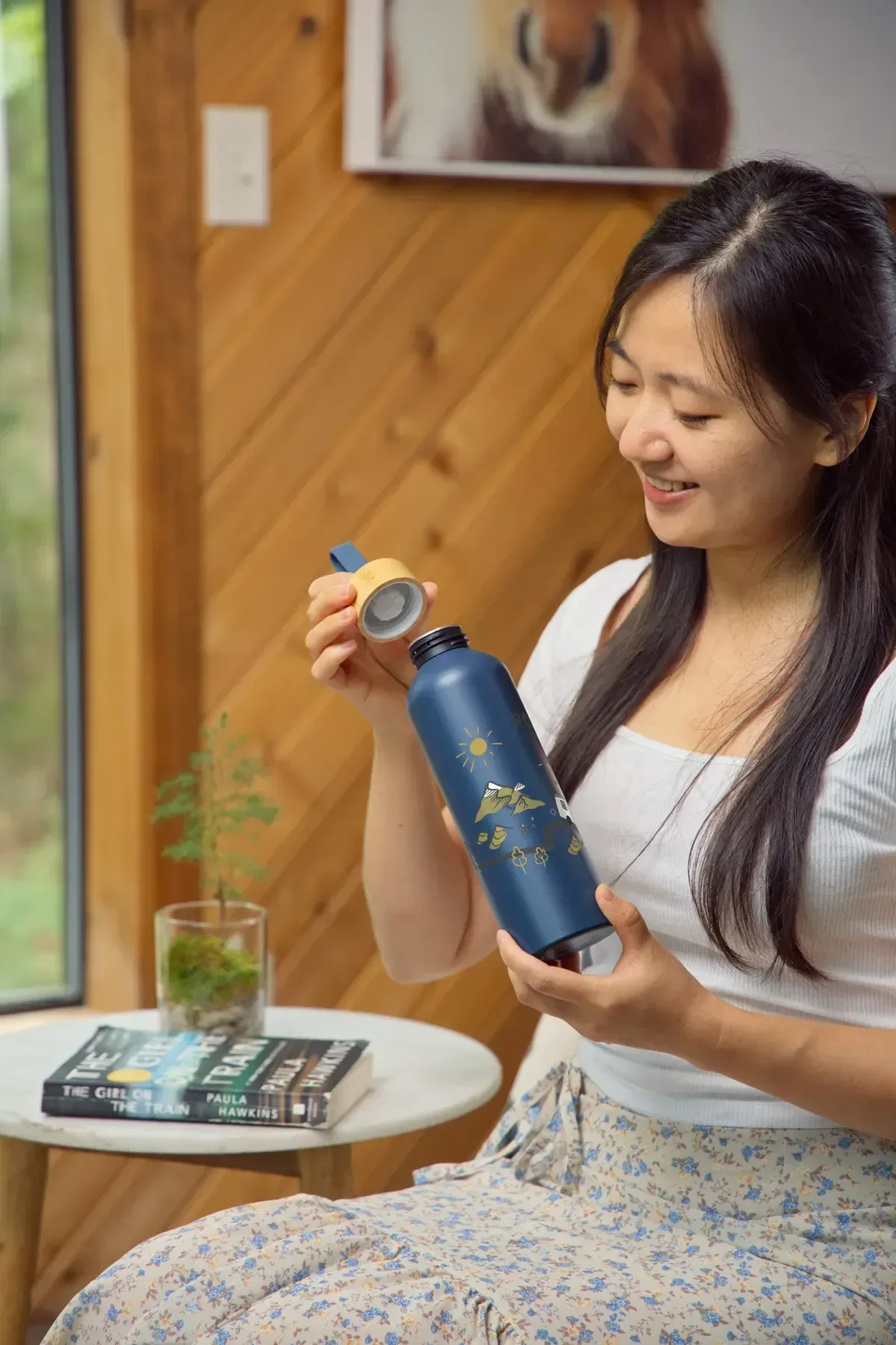 EcoWave 24 oz Recycled Aluminum Bottle held in hand