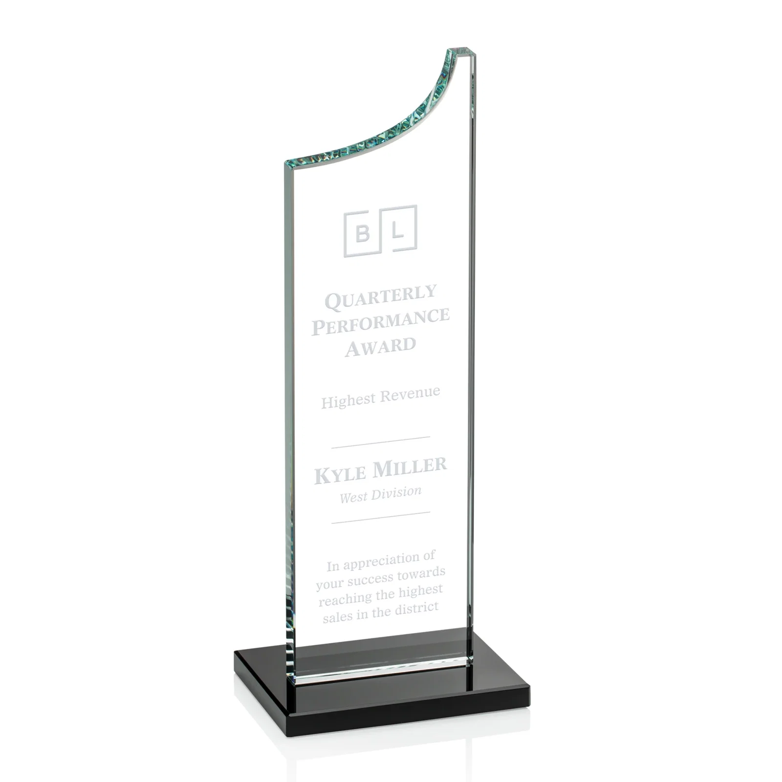 Custom Starfire Crystal Award With a Grooved Peak, awards for company anniversary events