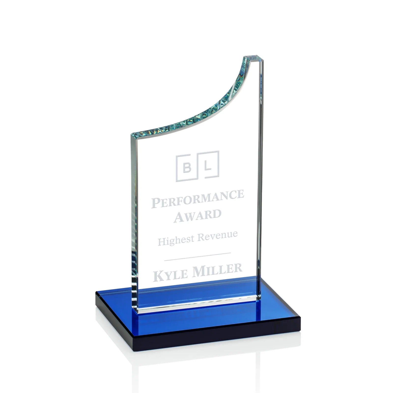 Personalized Starfire Crystal Award With a Grooved Peak, awards for corporate award ceremonies