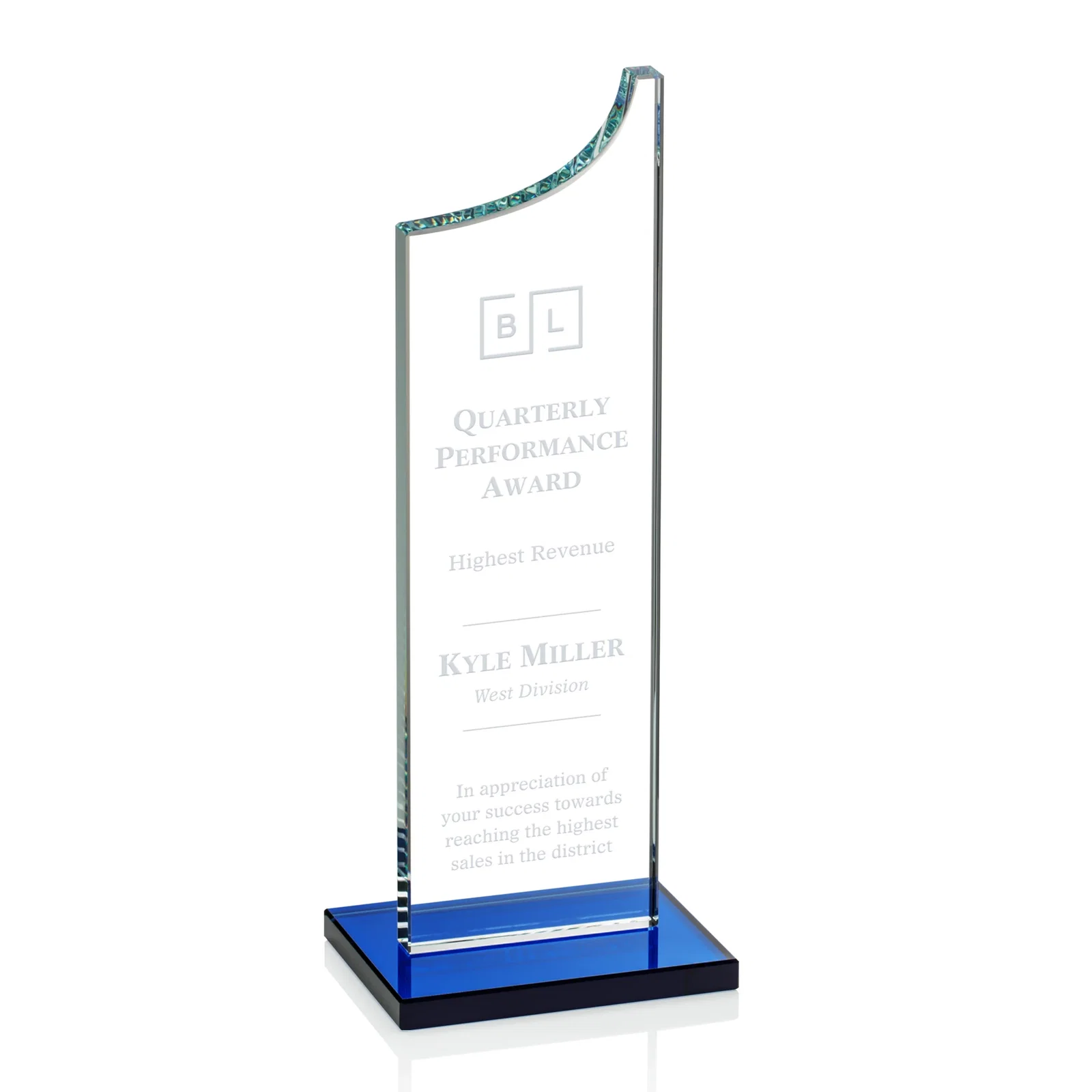 Personalized Starfire Crystal Award With a Grooved Peak, awards for sales achievement awards