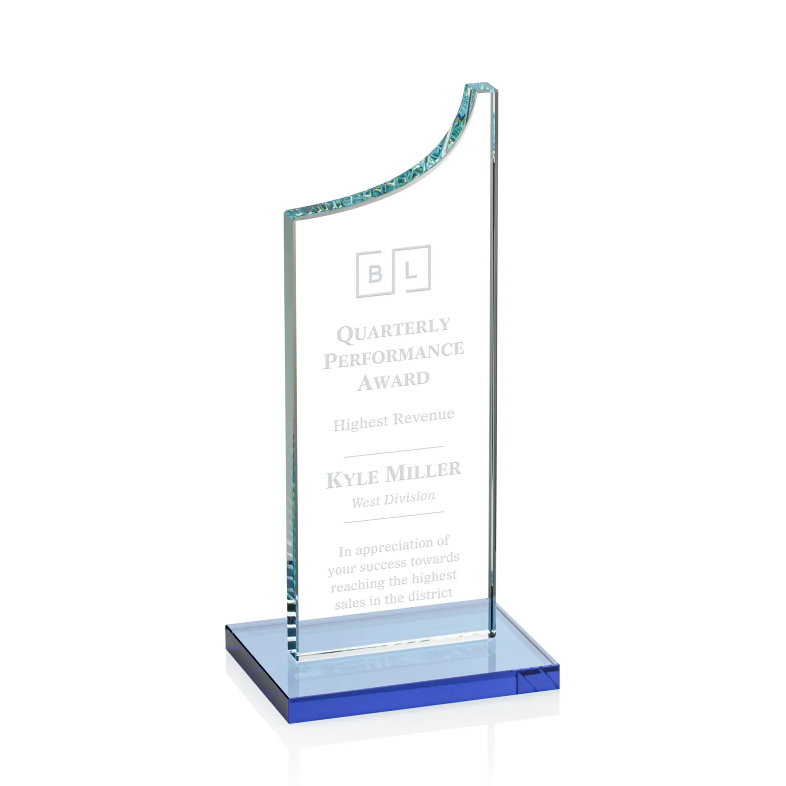 Personalized Starfire Crystal Award With a Grooved Peak, awards for volunteer appreciation