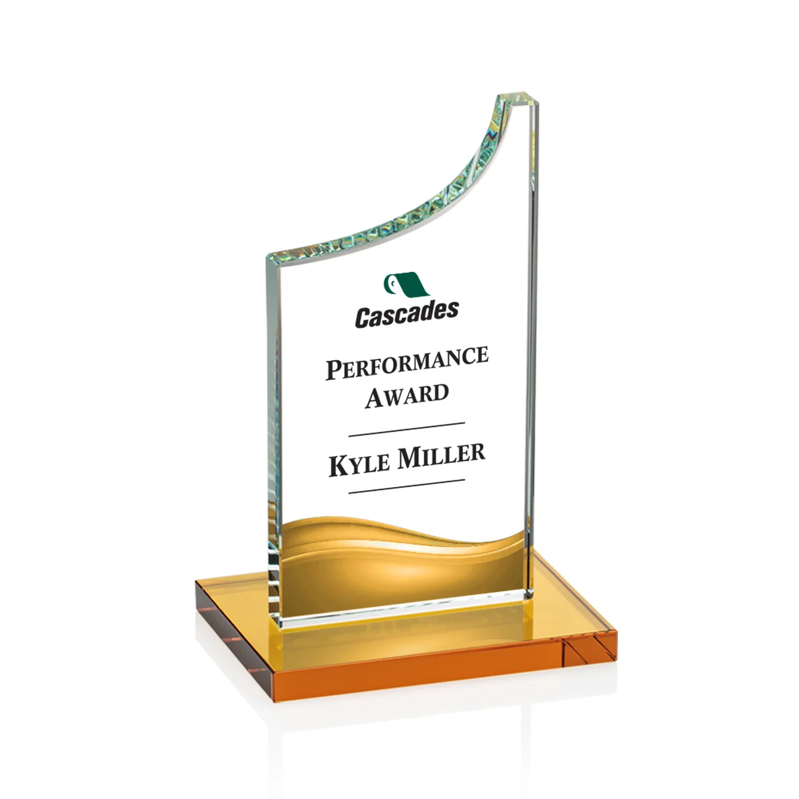 Branded Starfire Crystal Award With a Grooved Peak, awards for employee recognition