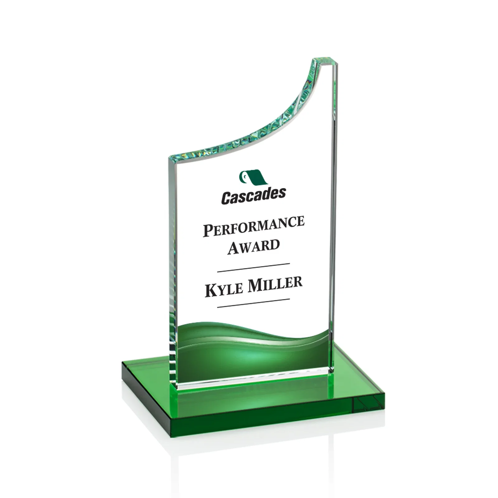 Branded Starfire Crystal Award With a Grooved Peak, awards for retirement presentations