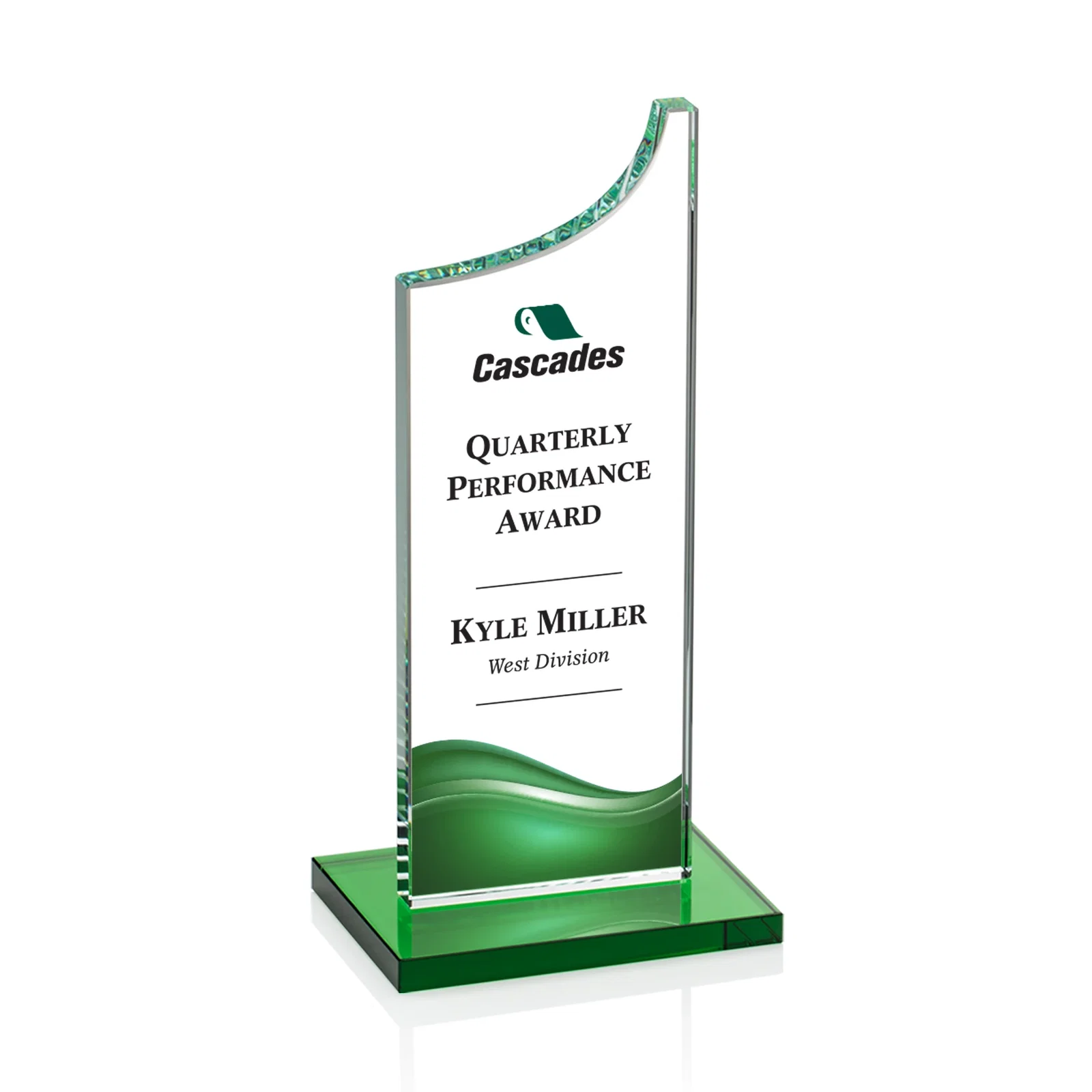 Branded Starfire Crystal Award With a Grooved Peak, awards for team milestone celebrations