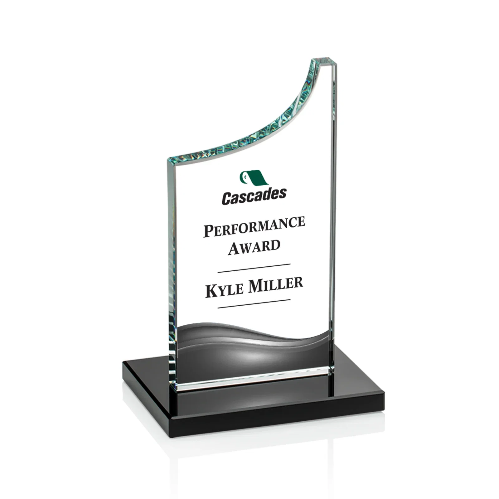 Branded Starfire Crystal Award With a Grooved Peak, awards for safety achievement programs