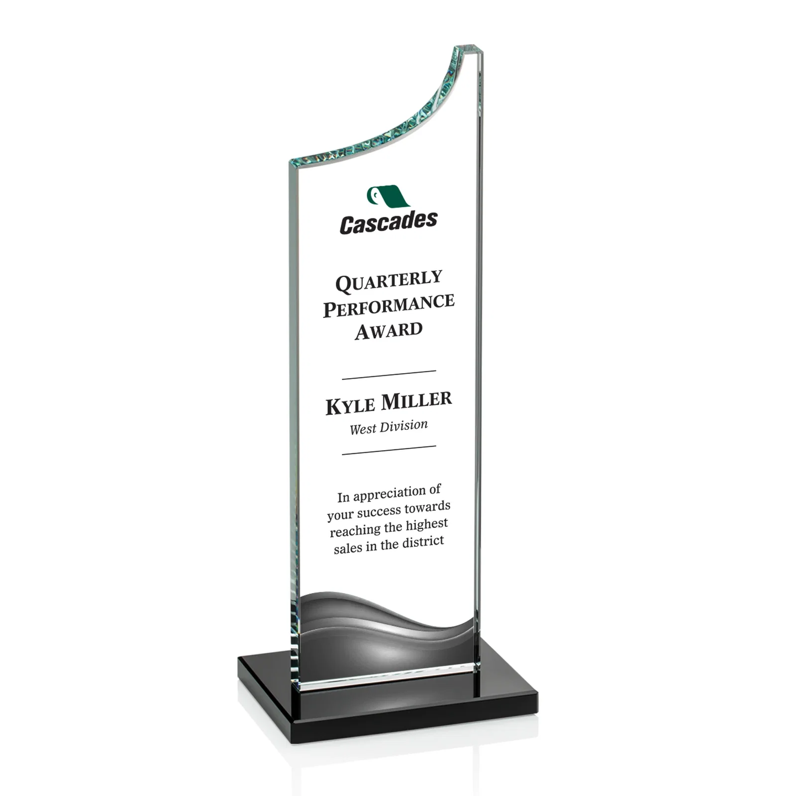 Branded Starfire Crystal Award With a Grooved Peak, awards for dealer and partner awards