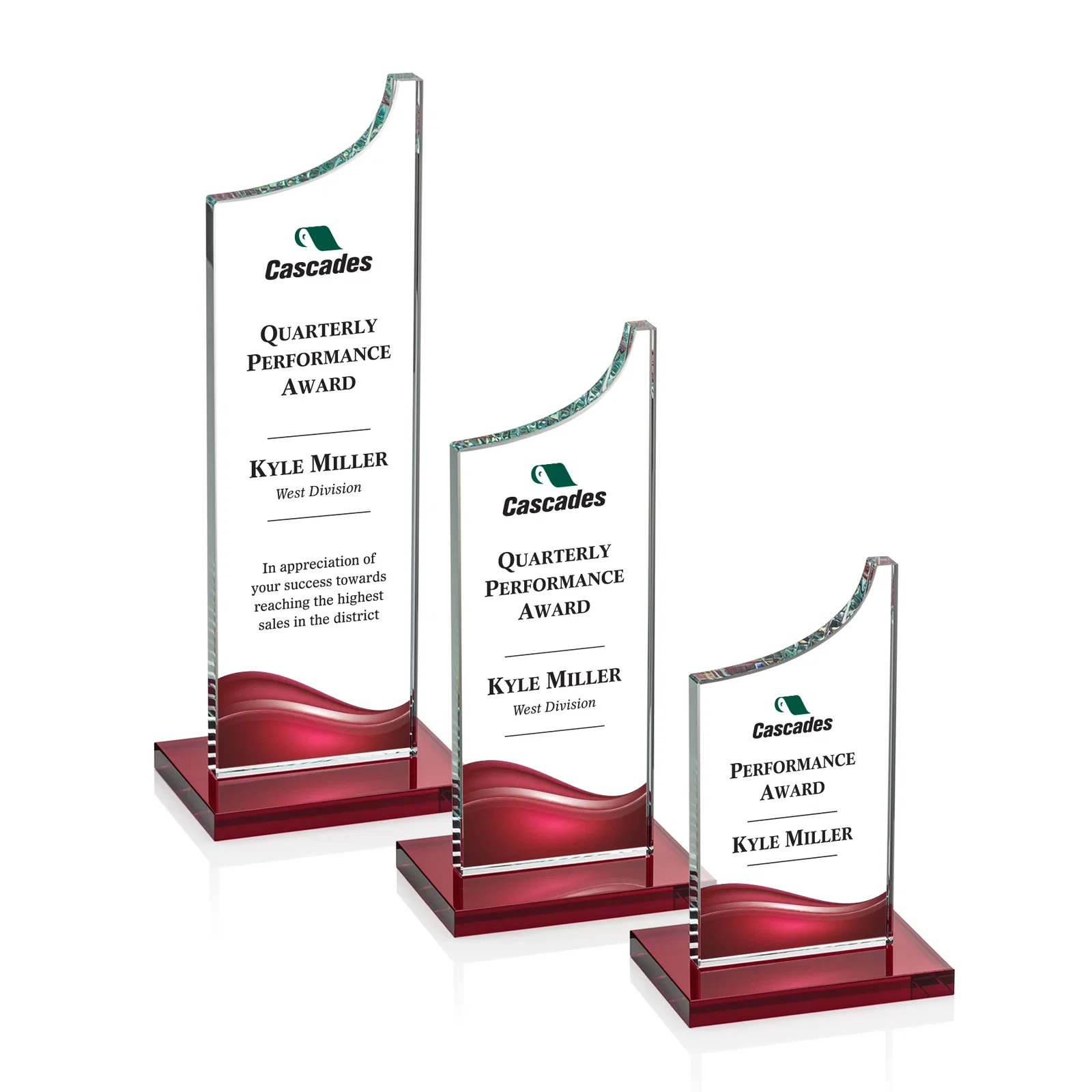 Branded Starfire Crystal Award With a Grooved Peak, awards for company anniversary events