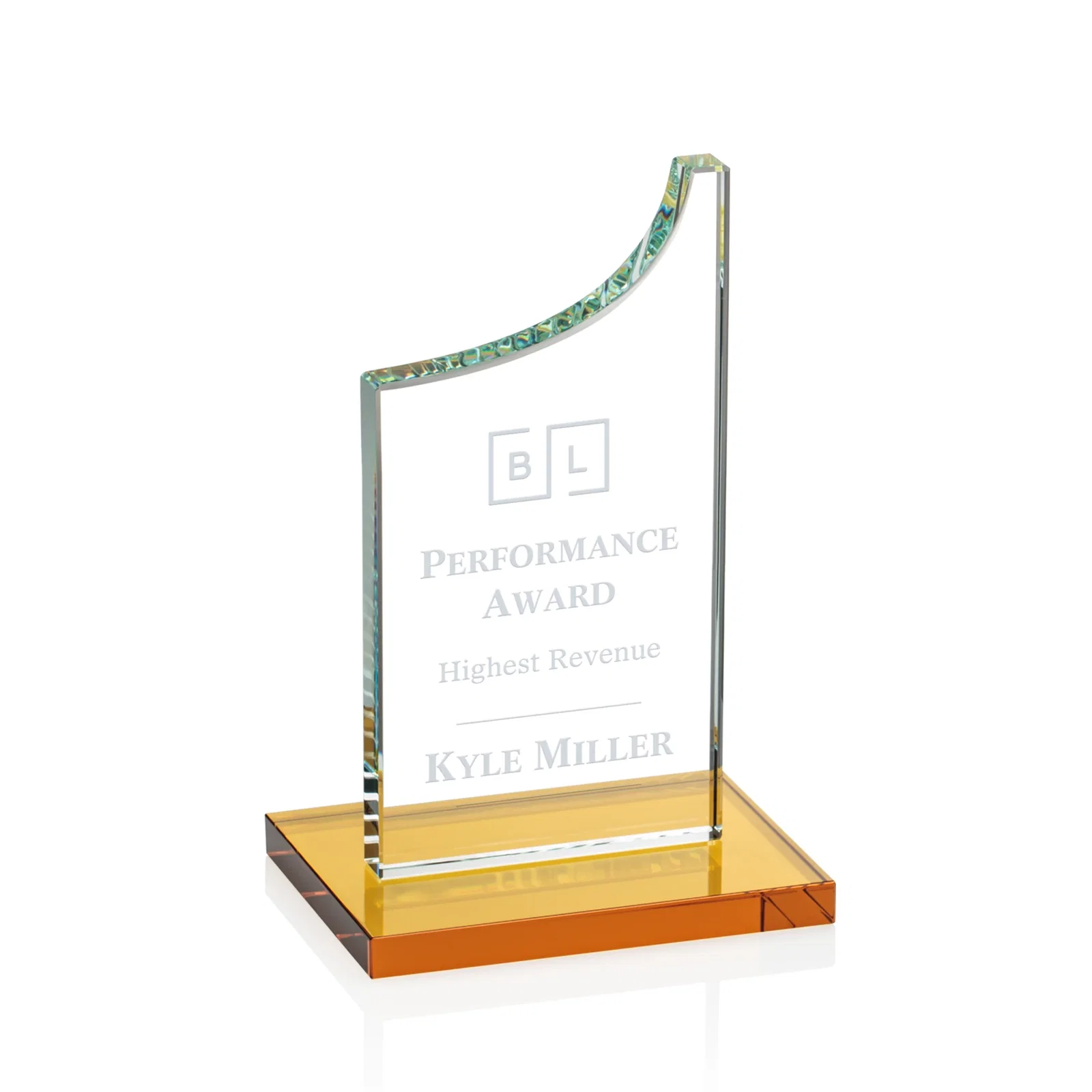 Custom Starfire Crystal Award With a Grooved Peak, awards for team milestone celebrations