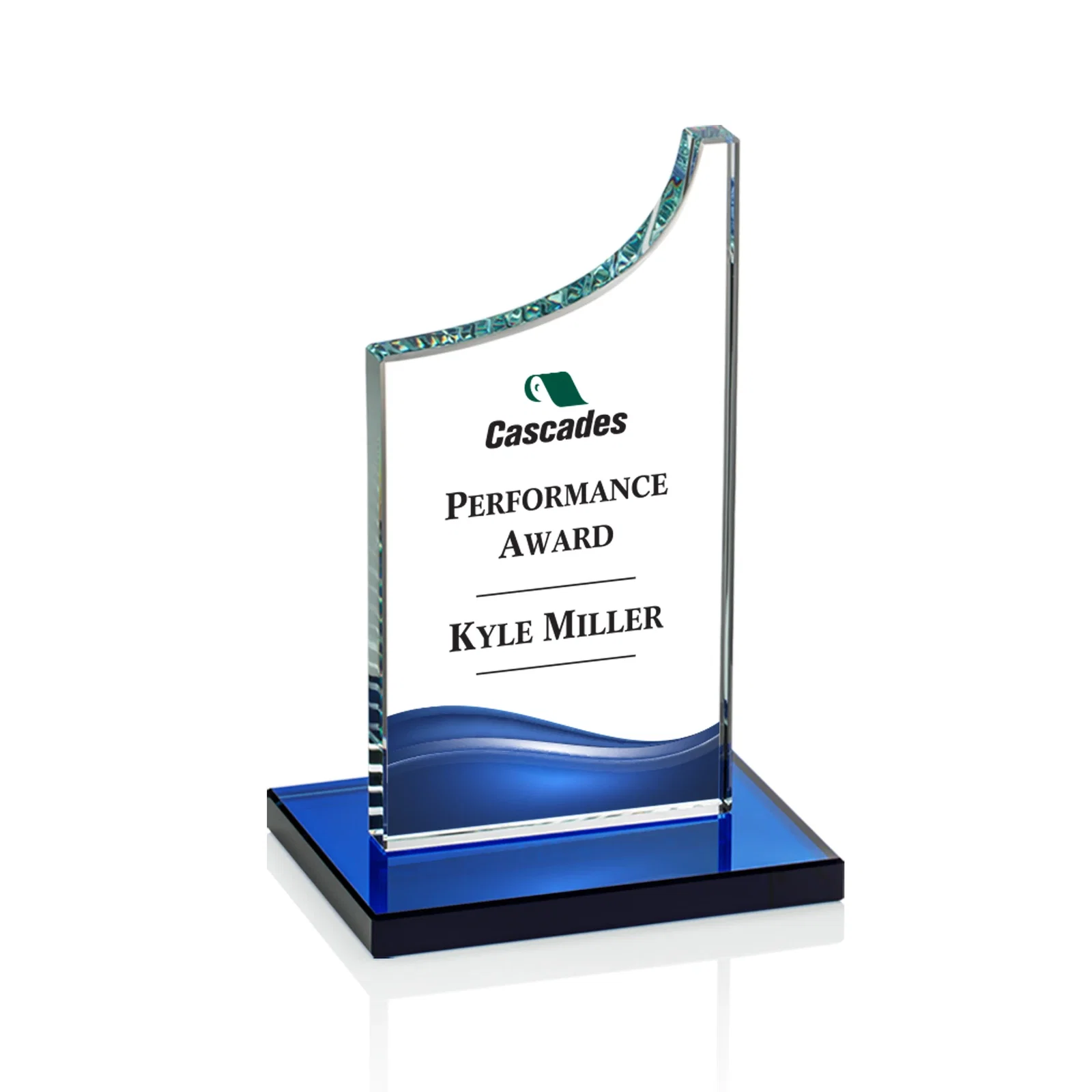 Customized Starfire Crystal Award With a Grooved Peak, awards for employee recognition