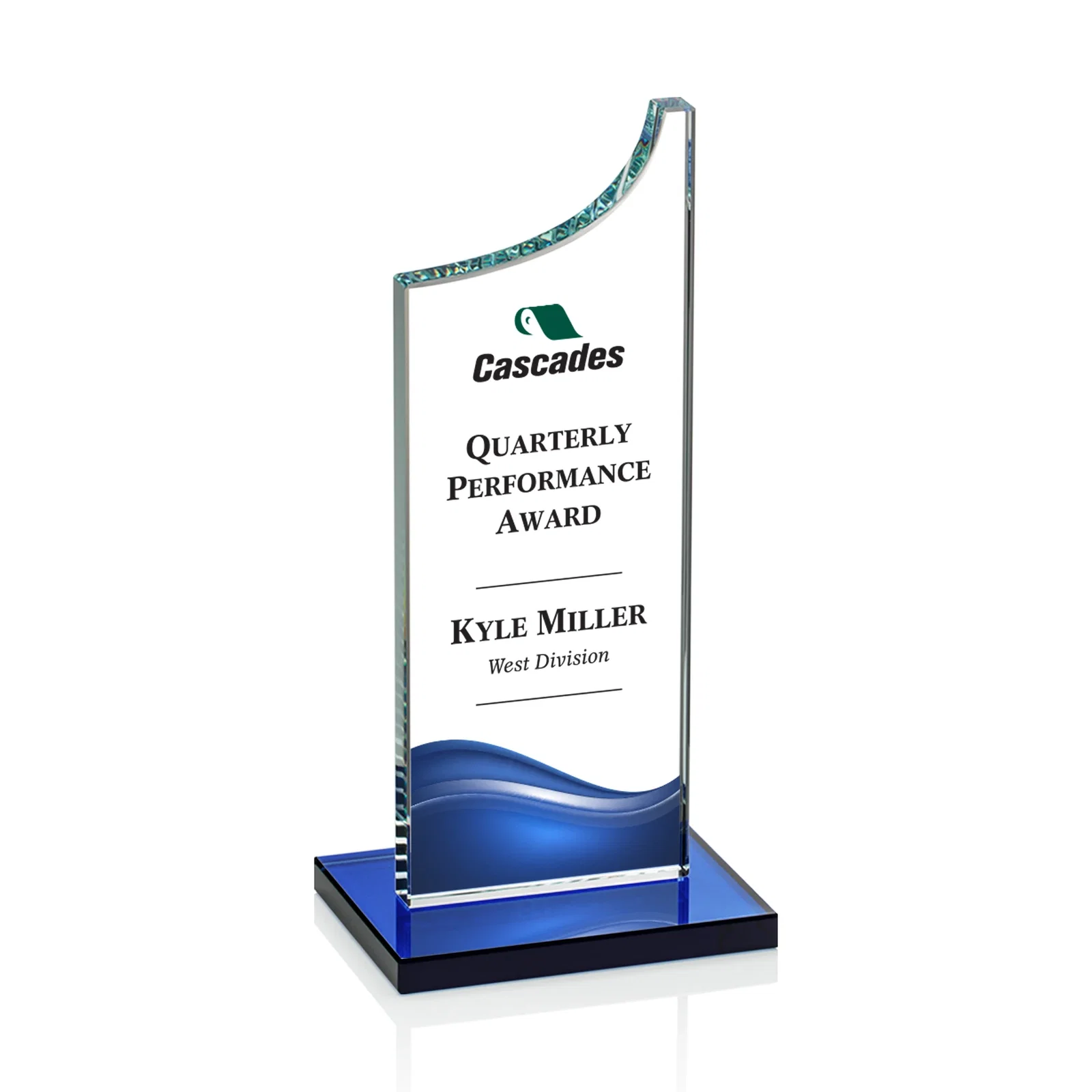Customized Starfire Crystal Award With a Grooved Peak, awards for corporate award ceremonies