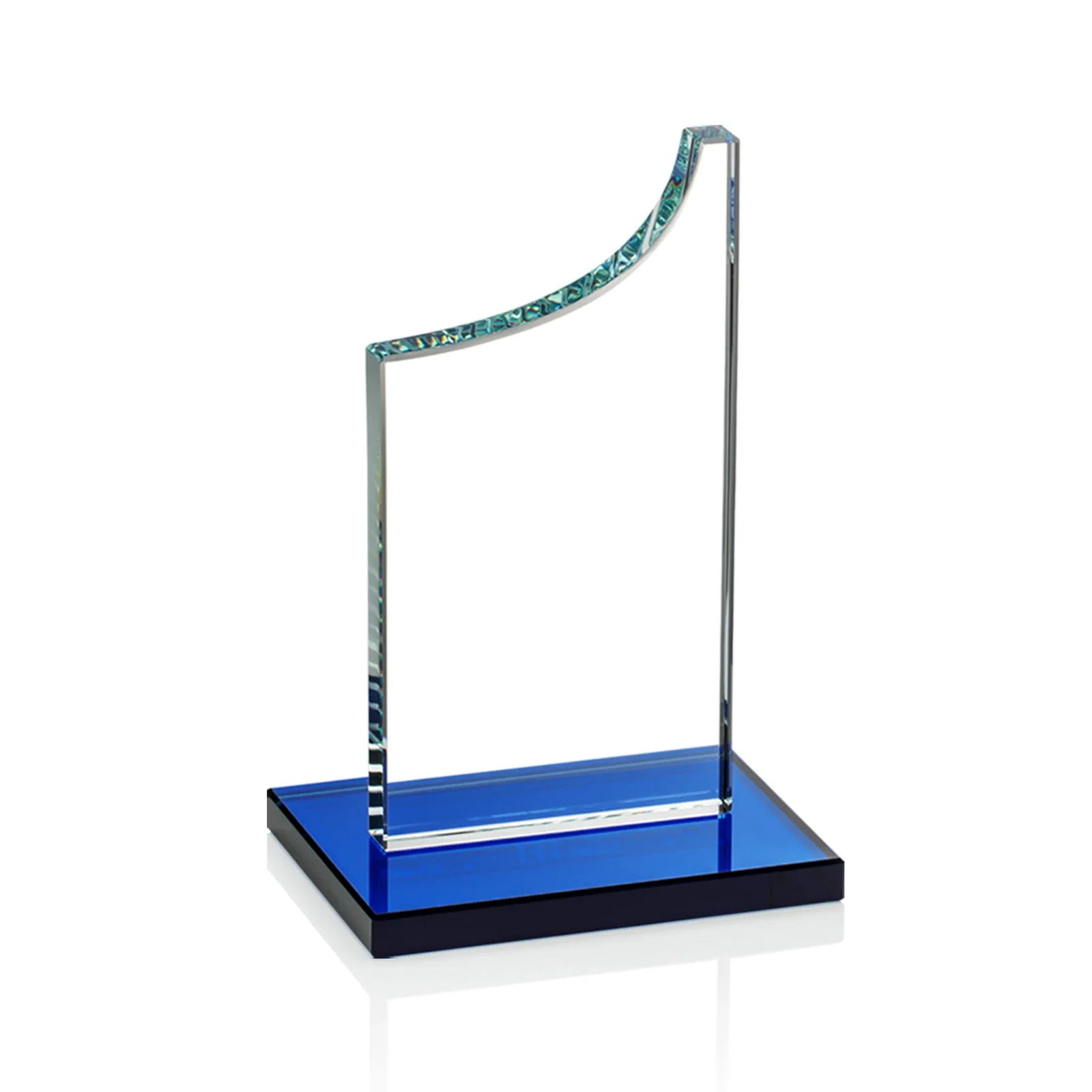 Custom engraved Starfire Crystal Award With a Grooved Peak, awards for employee recognition