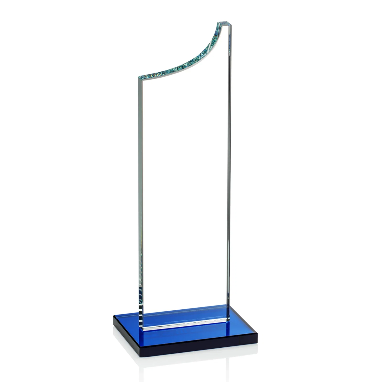 Custom engraved Starfire Crystal Award With a Grooved Peak, awards for service anniversary gifts