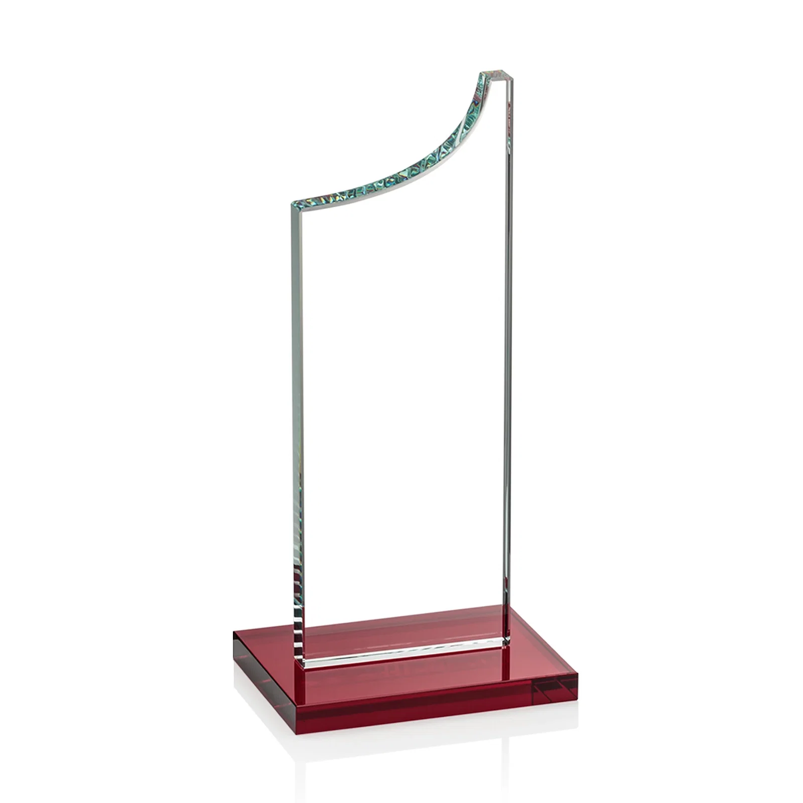 Custom engraved Starfire Crystal Award With a Grooved Peak, awards for retirement presentations