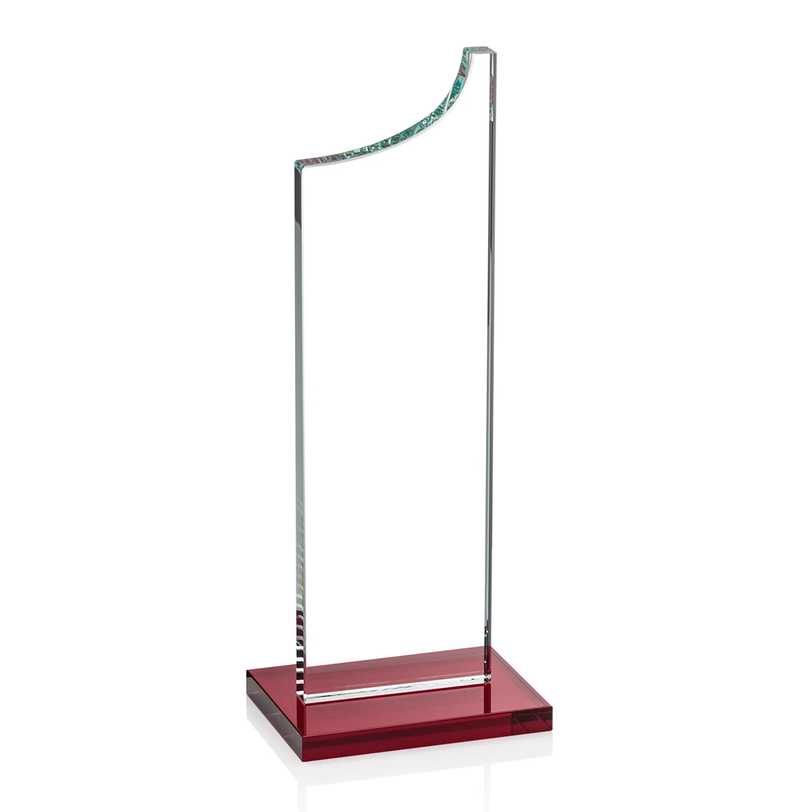 Custom engraved Starfire Crystal Award With a Grooved Peak, awards for team milestone celebrations