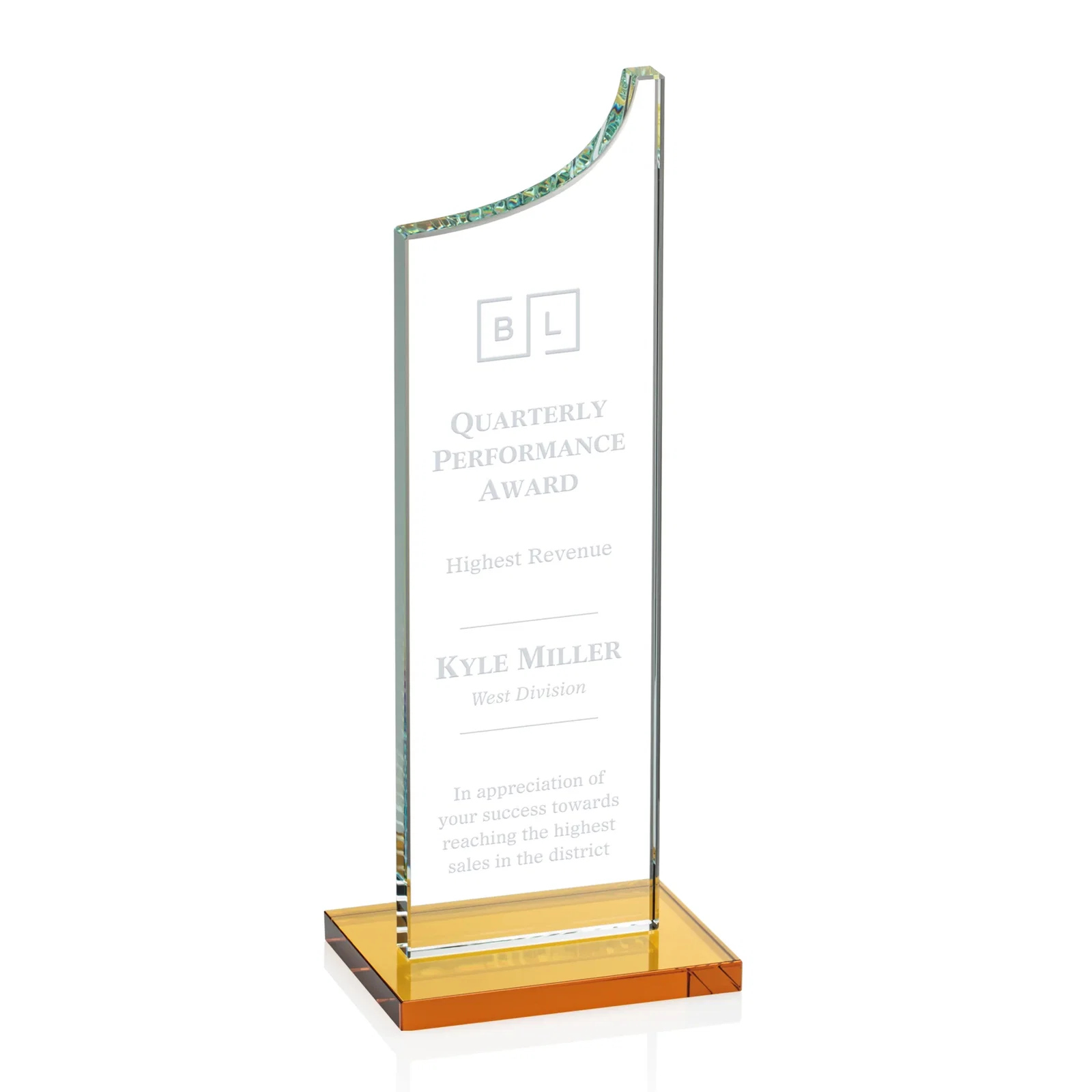 Custom Starfire Crystal Award With a Grooved Peak, awards for graduation ceremonies