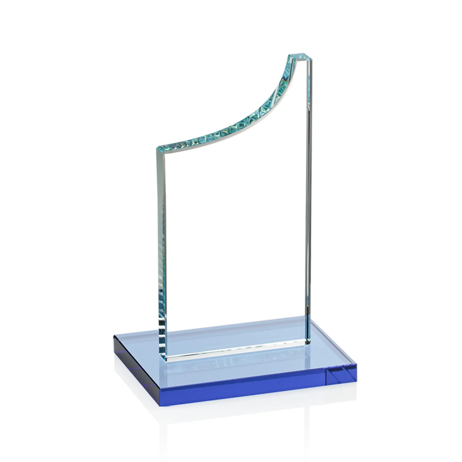 Custom engraved Starfire Crystal Award With a Grooved Peak, awards for donor appreciation
