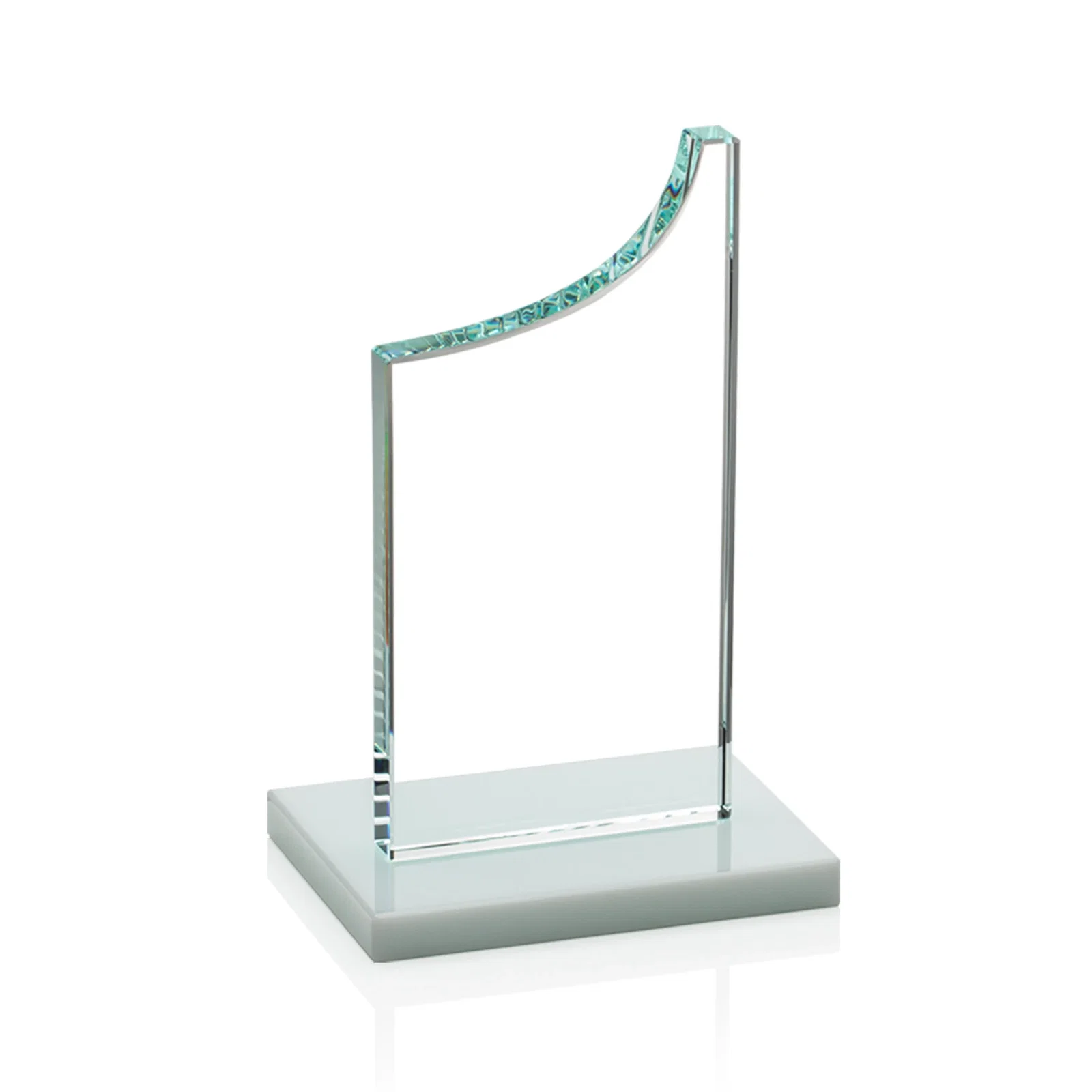 Custom engraved Starfire Crystal Award With a Grooved Peak, awards for volunteer appreciation