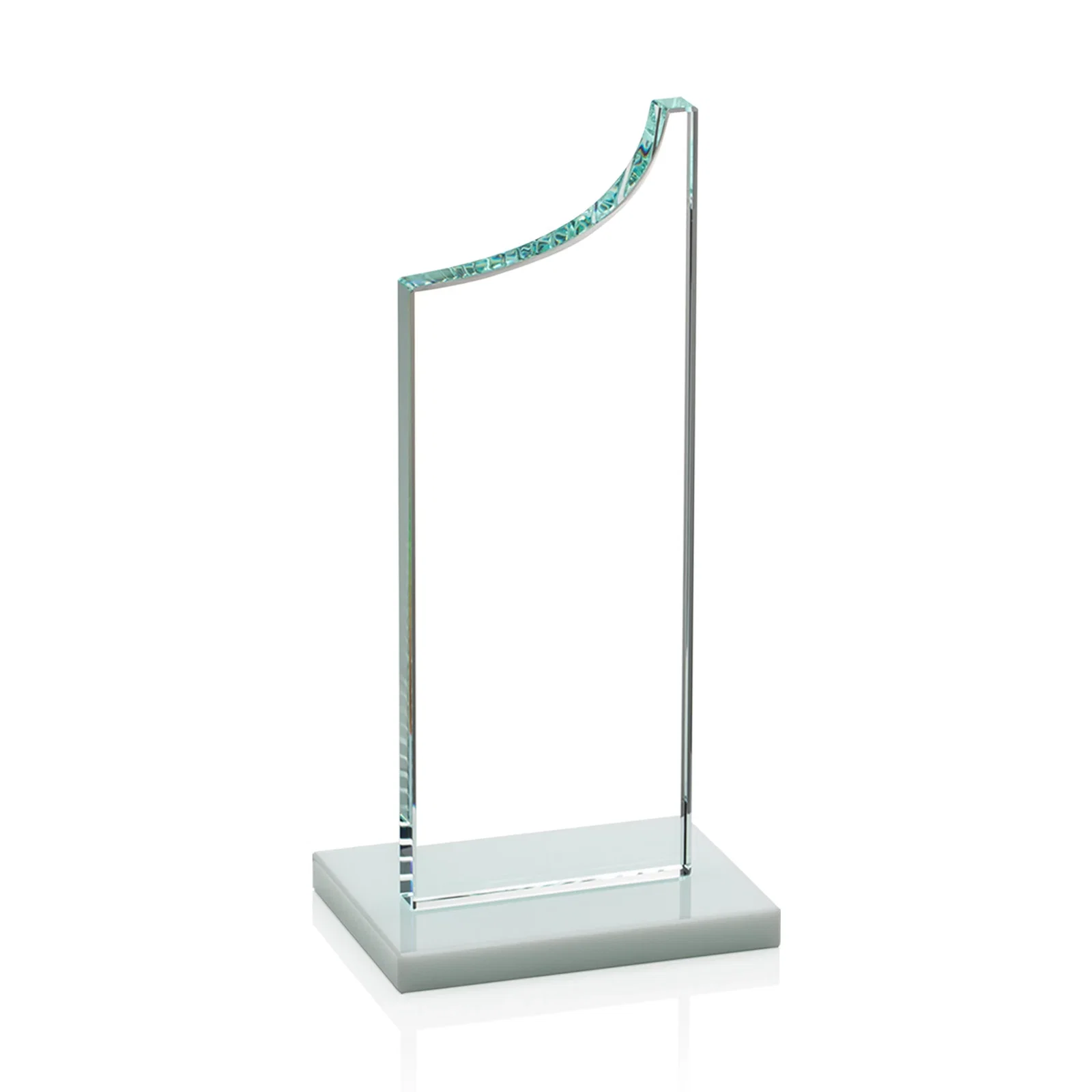 Custom engraved Starfire Crystal Award With a Grooved Peak, awards for dealer and partner awards