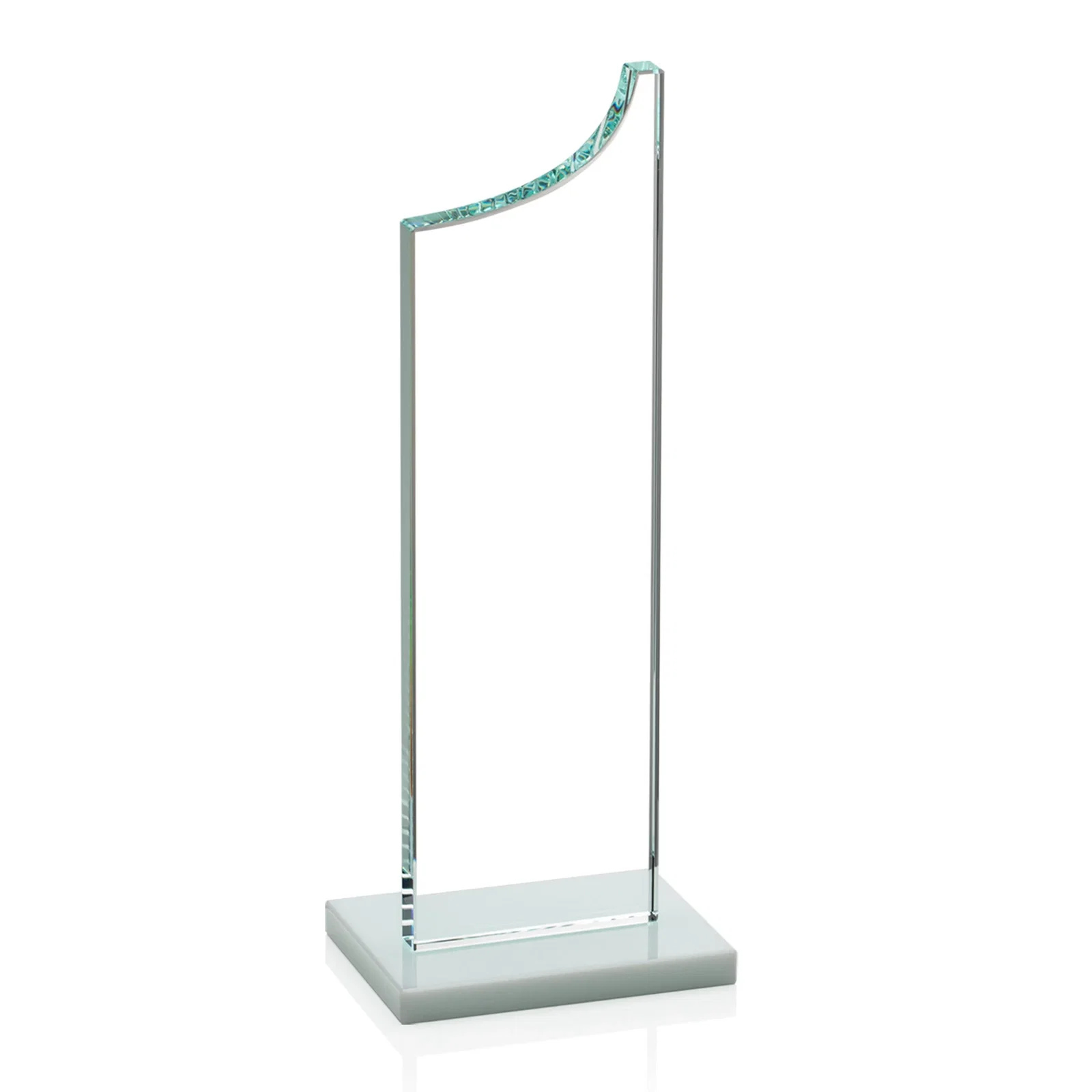 Custom engraved Starfire Crystal Award With a Grooved Peak, awards for company anniversary events
