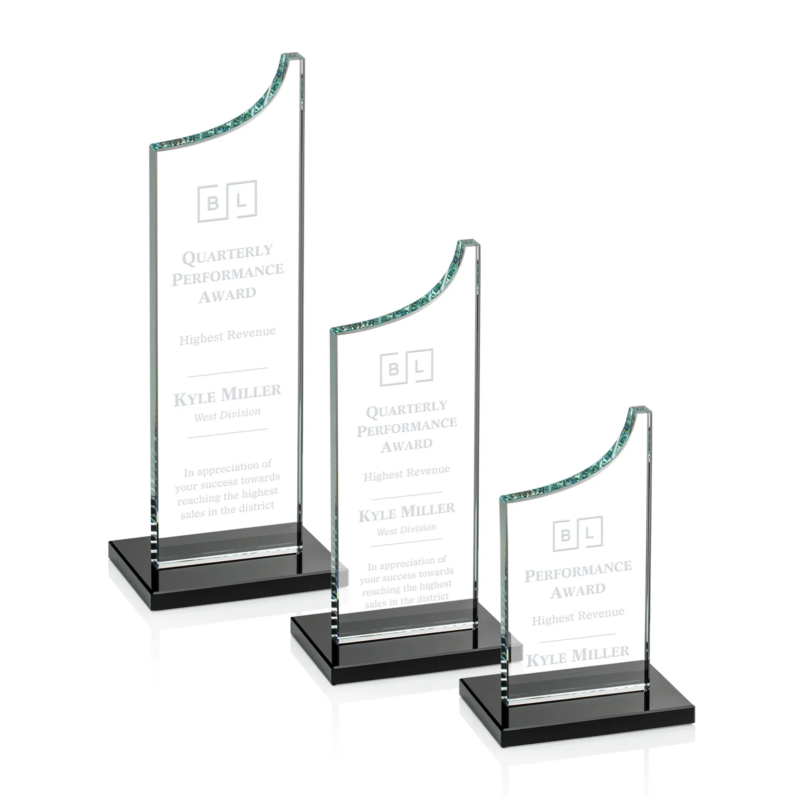Custom Starfire Crystal Award With a Grooved Peak, awards for safety achievement programs