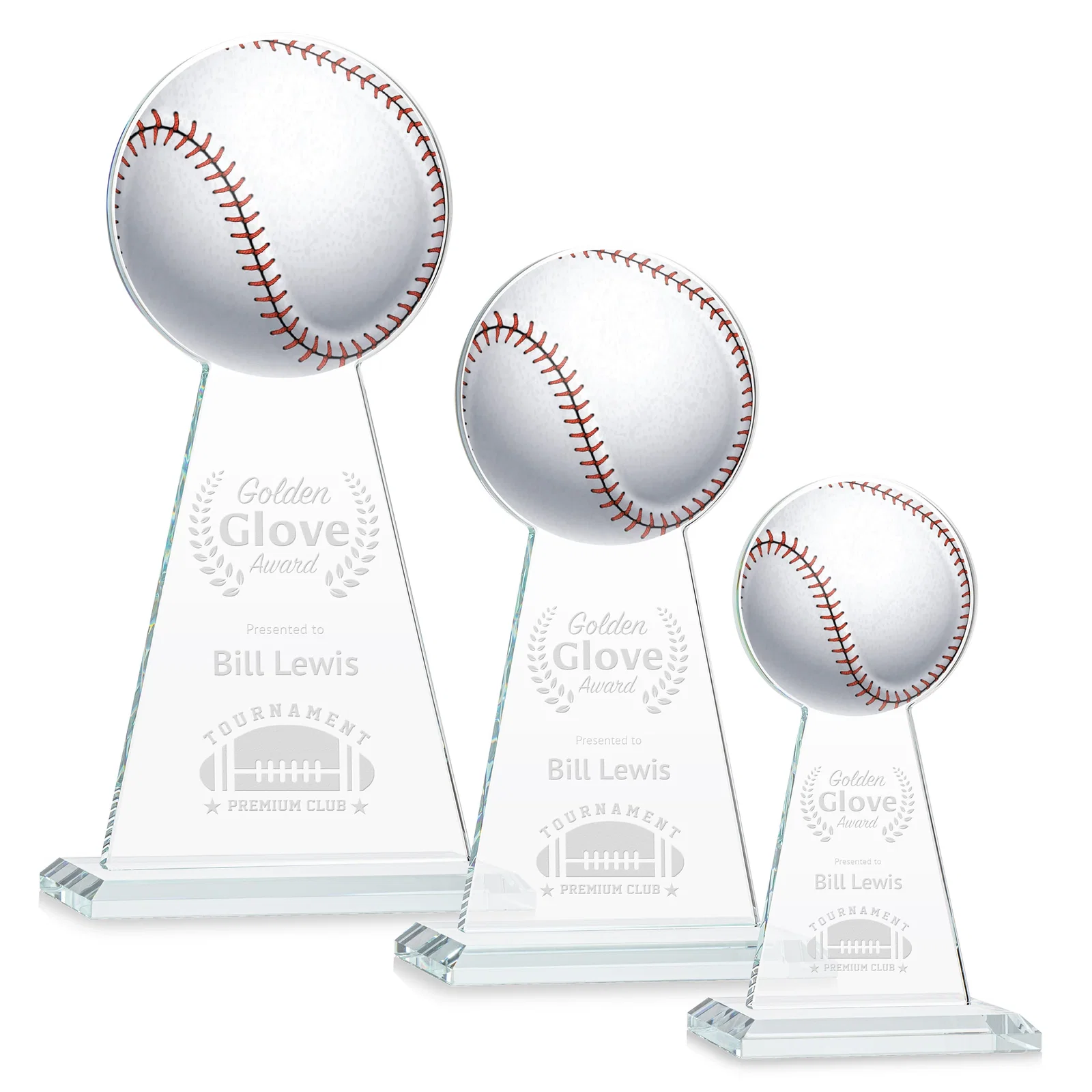 Custom Starfire Crystal Summit Award - Baseball for employee recognition