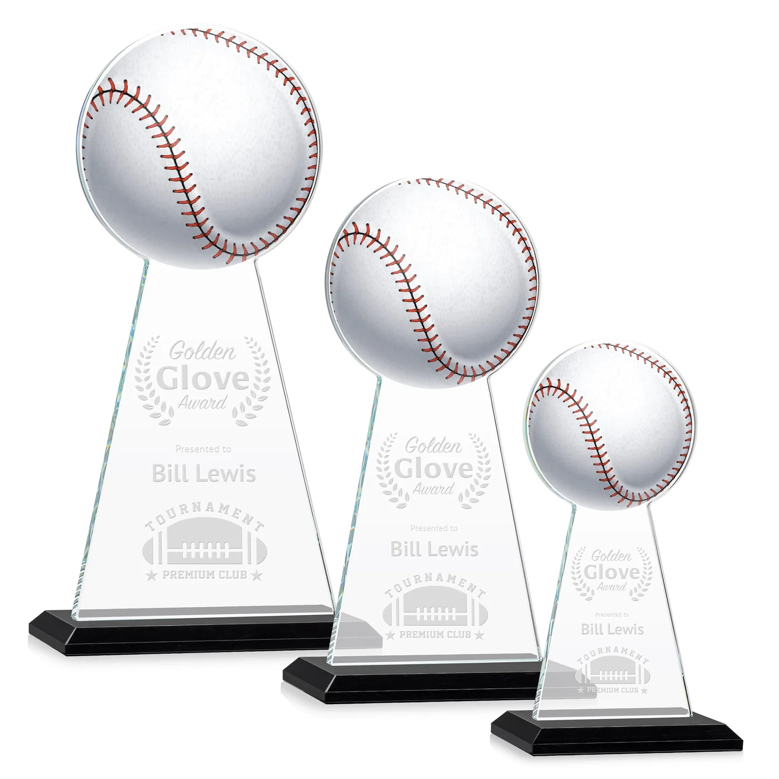 Custom Starfire Crystal Summit Award - Baseball for volunteer appreciation