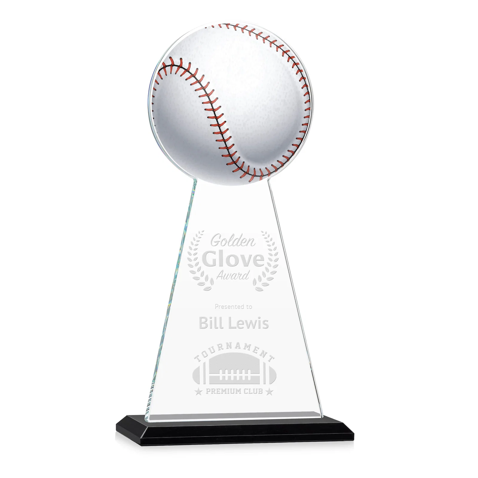 Personalized Starfire Crystal Summit Award - Baseball for employee recognition
