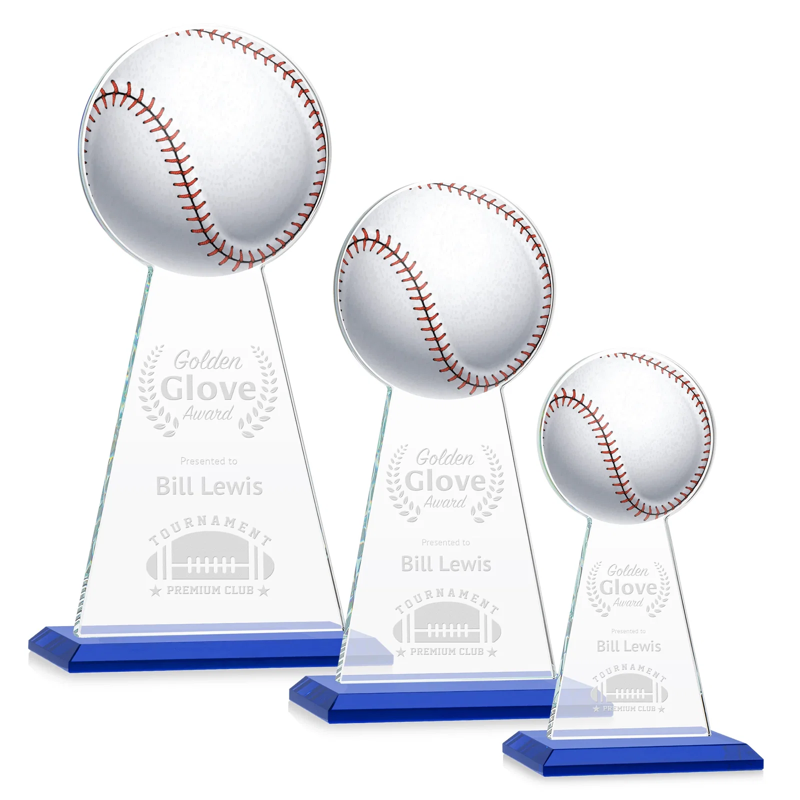 Personalized Starfire Crystal Summit Award - Baseball for corporate award ceremonies