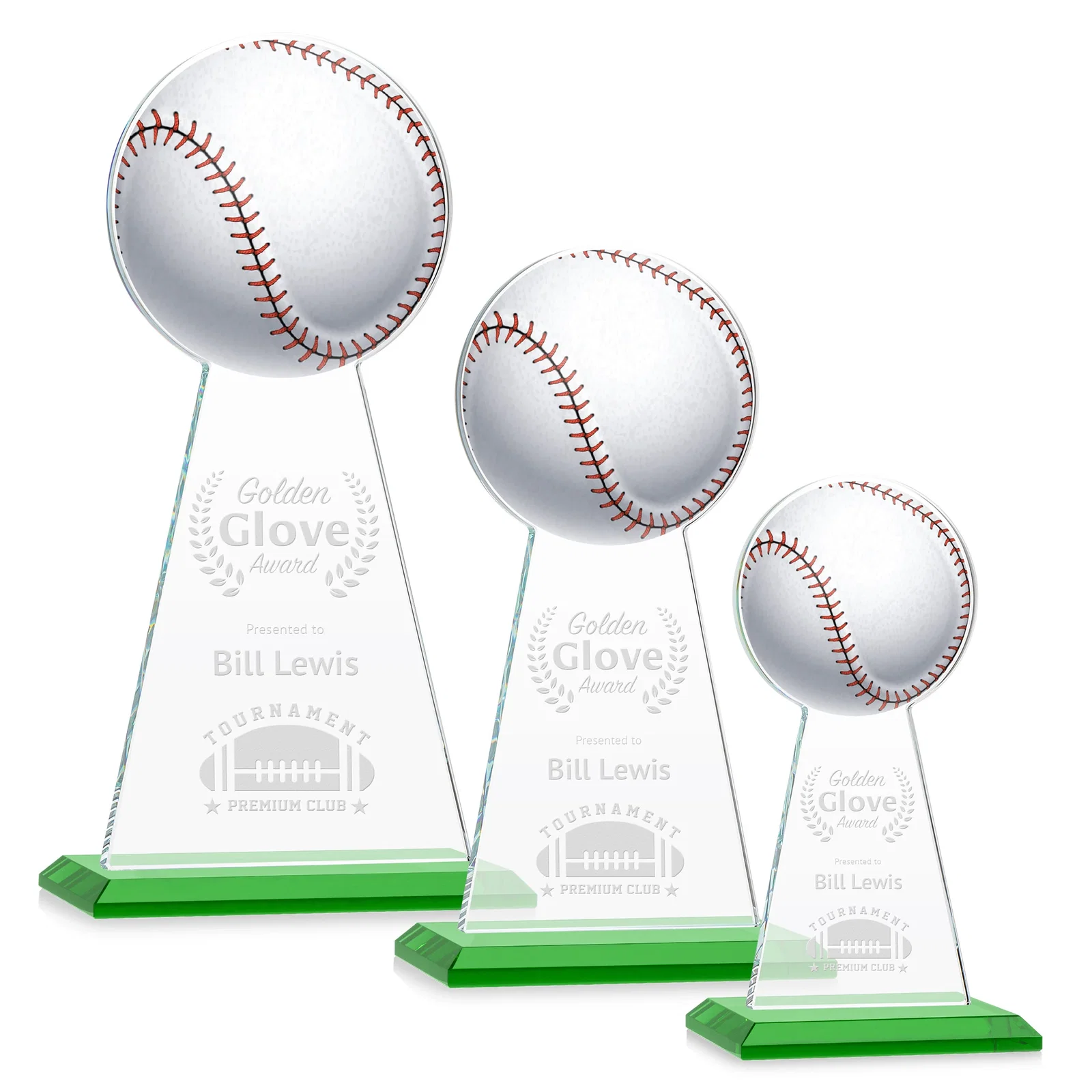 Personalized Starfire Crystal Summit Award - Baseball for team milestone celebrations