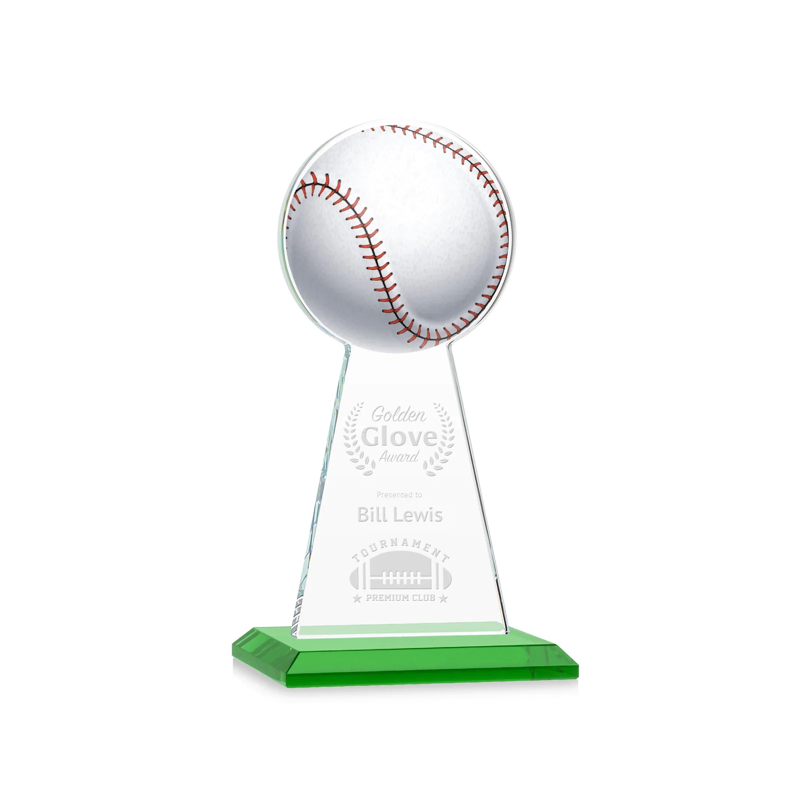 Personalized Starfire Crystal Summit Award - Baseball for donor appreciation