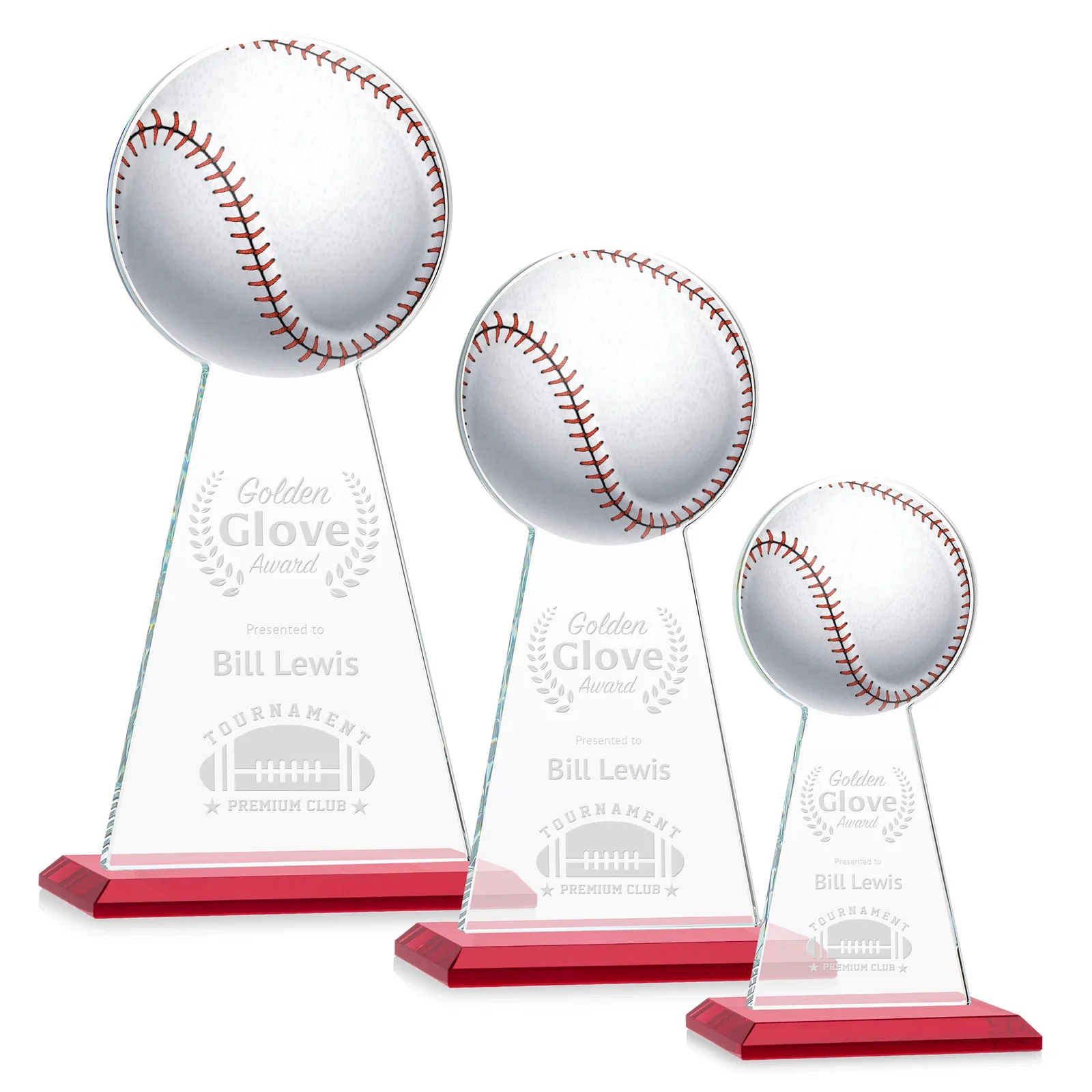 Personalized Starfire Crystal Summit Award - Baseball for volunteer appreciation