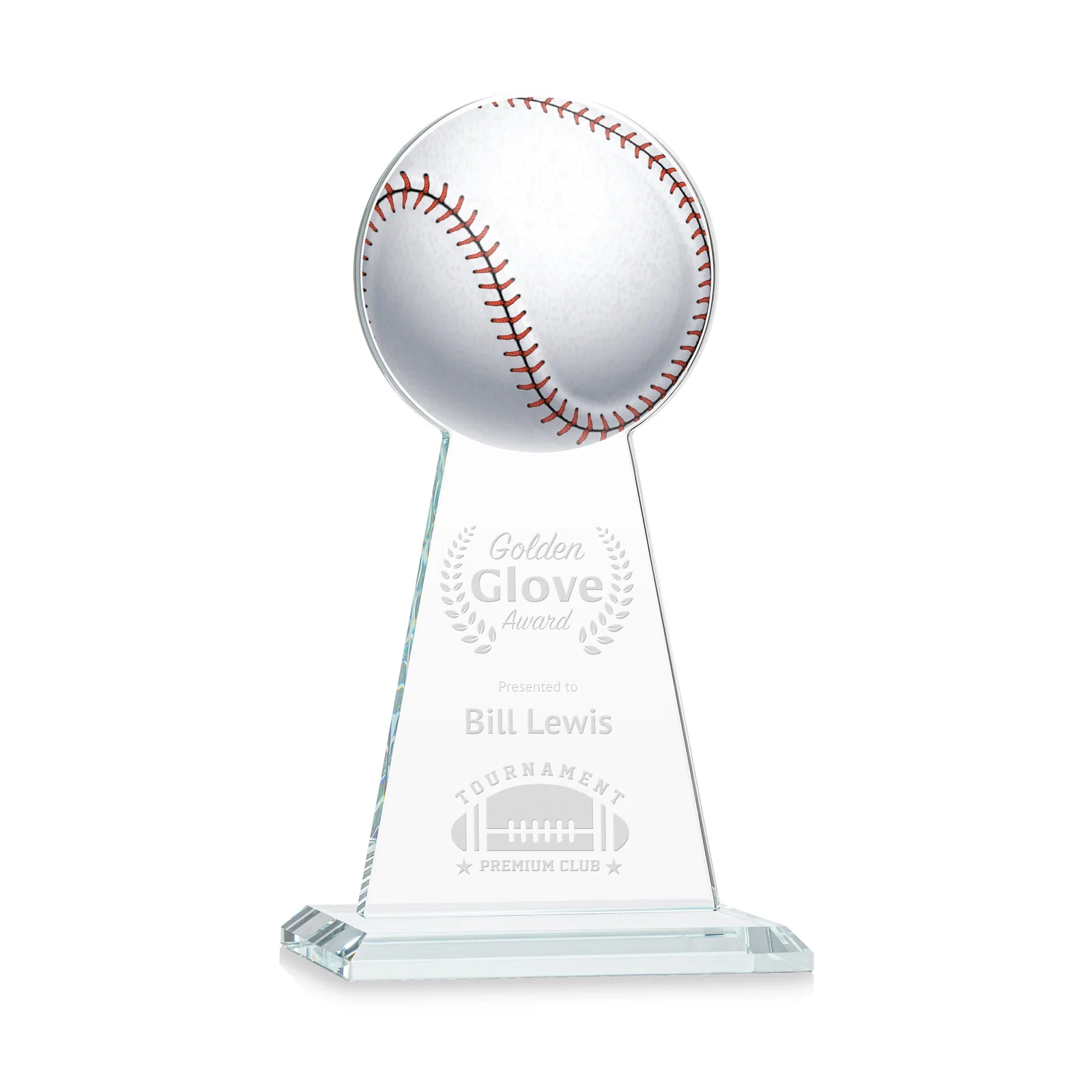 Custom Starfire Crystal Summit Award - Baseball for service anniversary gifts
