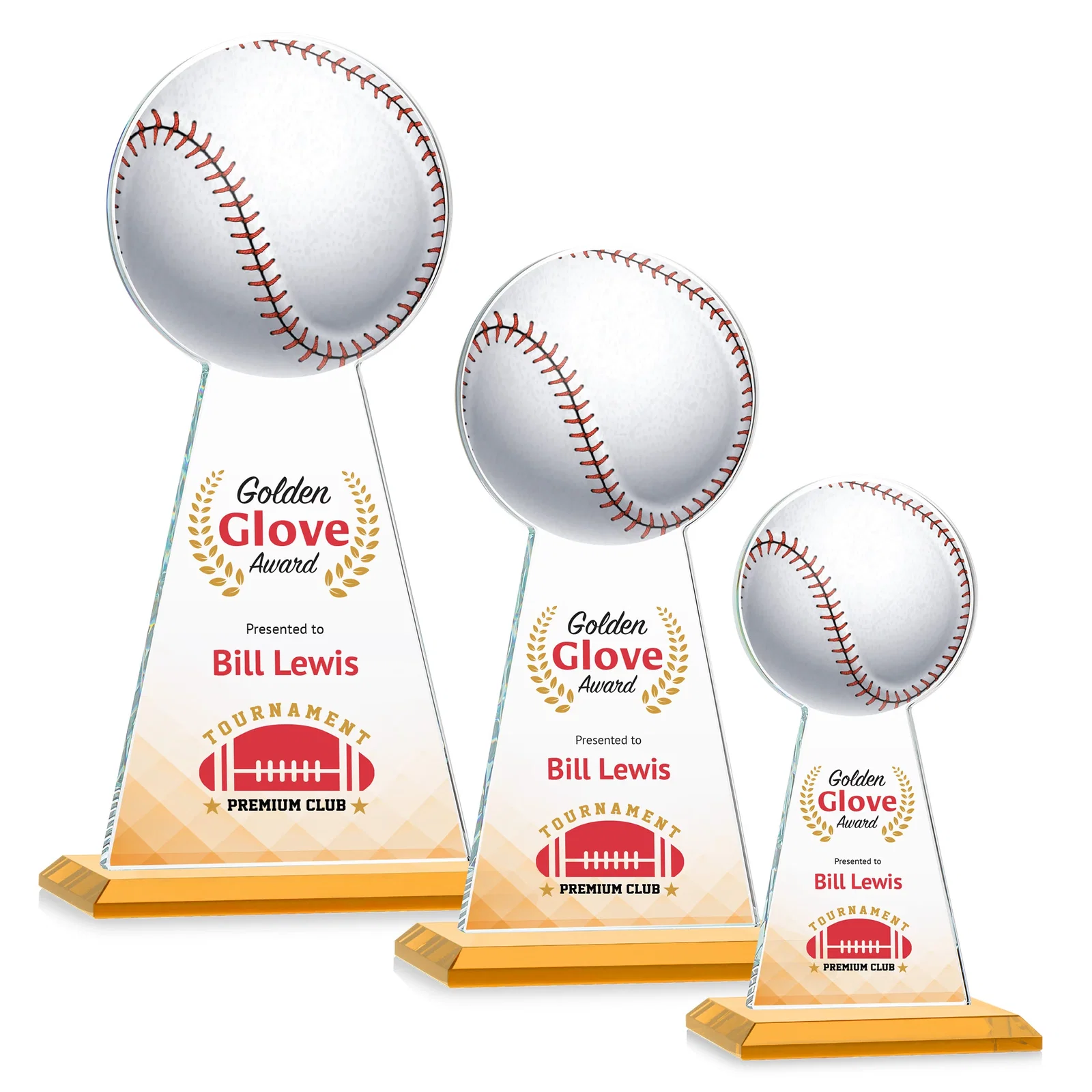 Promotional Starfire Crystal Summit Award - Baseball for volunteer appreciation
